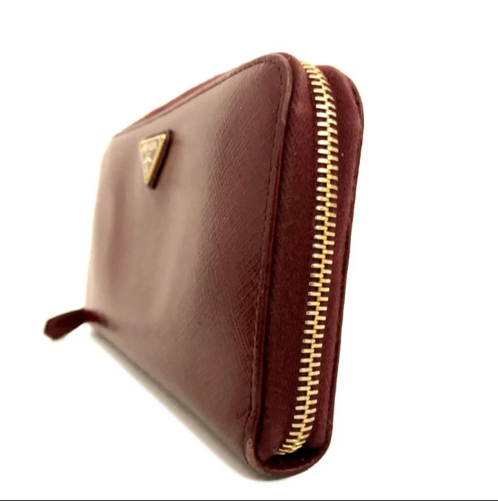 PRADA Red Saffiano Leather Zip Around Wallet - Picture 2 of 8